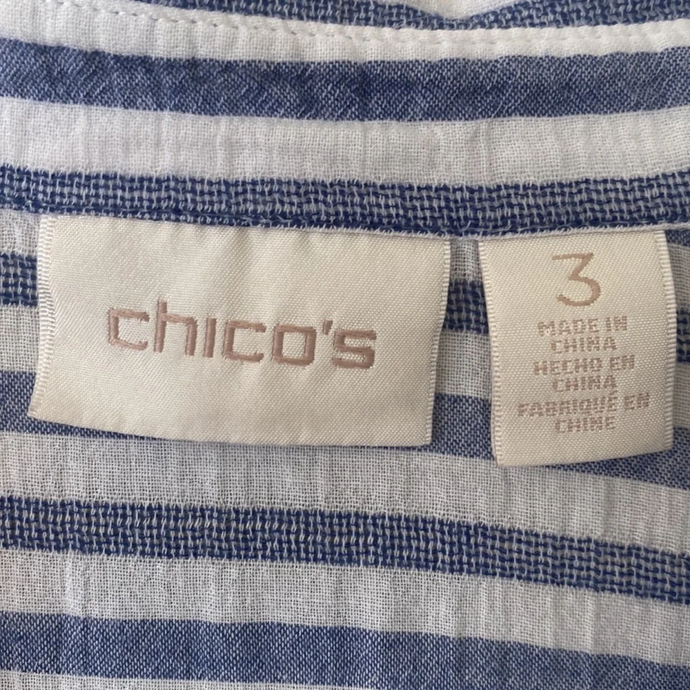 Chico’s blue & white striped casual shirt Size 3X - Picture 2 of 4